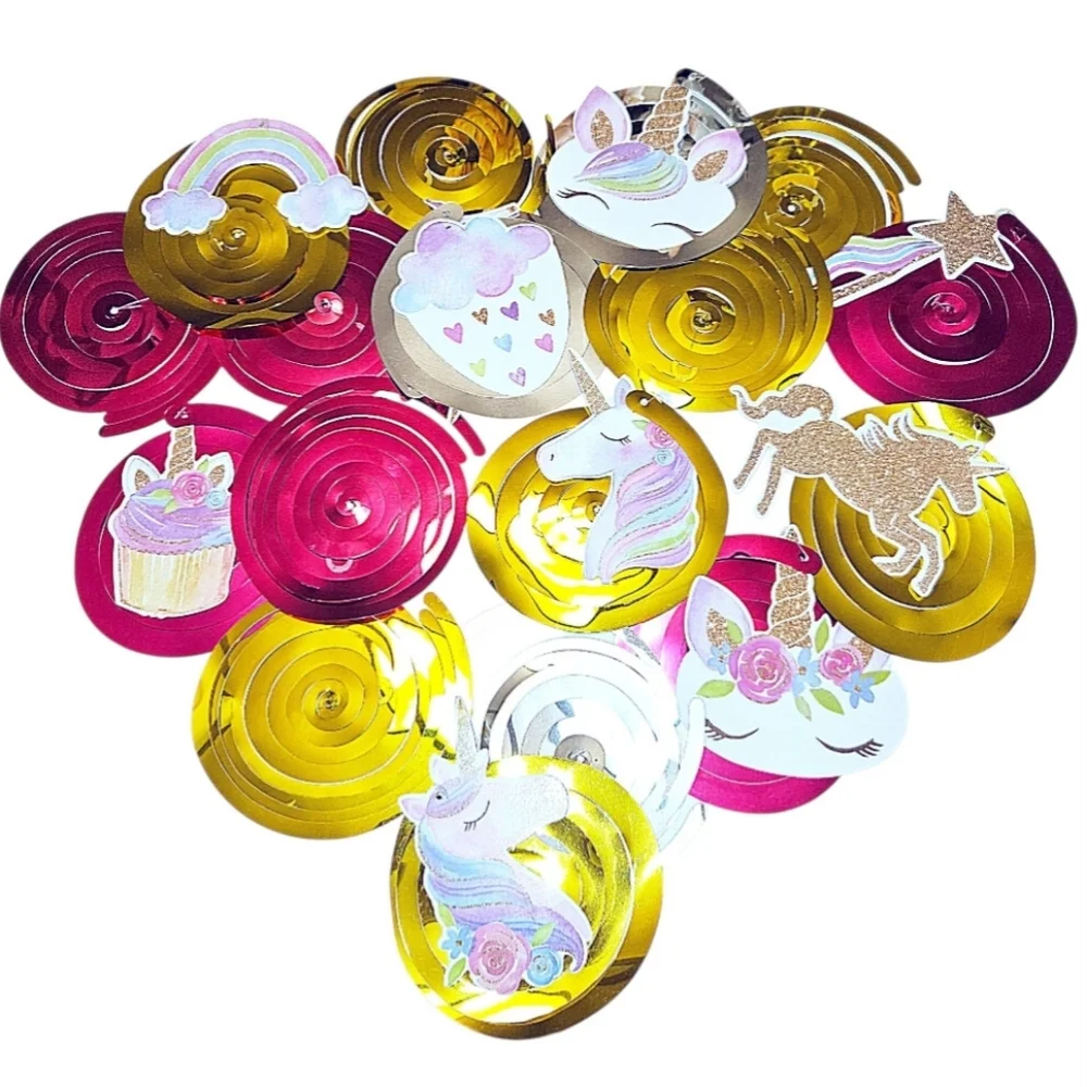 Unicorn Birthday Party Decorations Photo Backdrop Hanging Swirls Banner Flowers